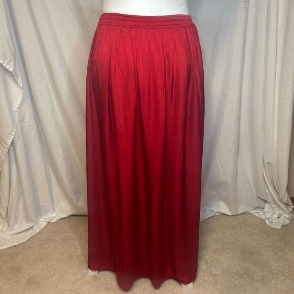 J. Crew Red Sideslit Ruffle Featherweight Low Rise Maxi Skirt Womens - Picture 1 of 6